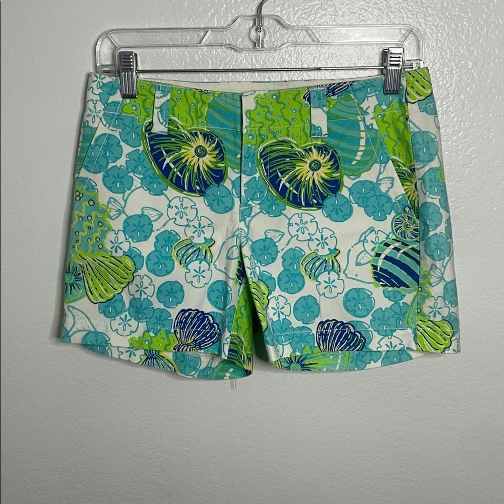 Lilly Pulitzer Cotton Palm Beach Fit Sea Shell Nautical Shorts 0 Women's